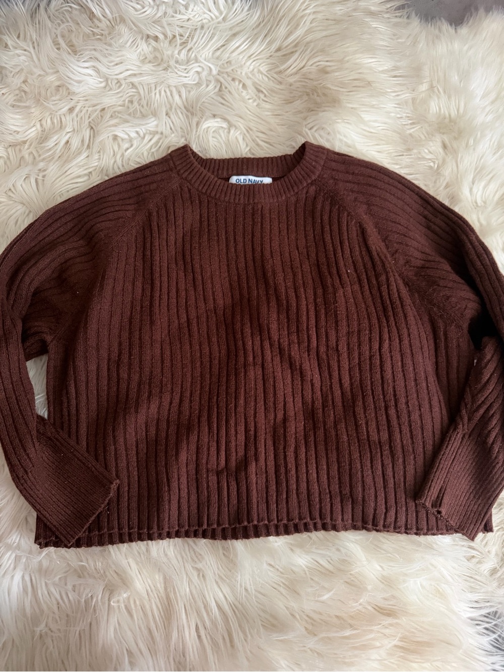 Girls Old Navy Brown Ribbed Crewneck Sweater